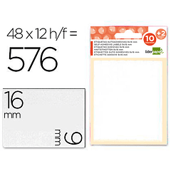 Etiquetas adesivas liderpapel 10 + 2 folhas 9x16 mm 576 etiquetas