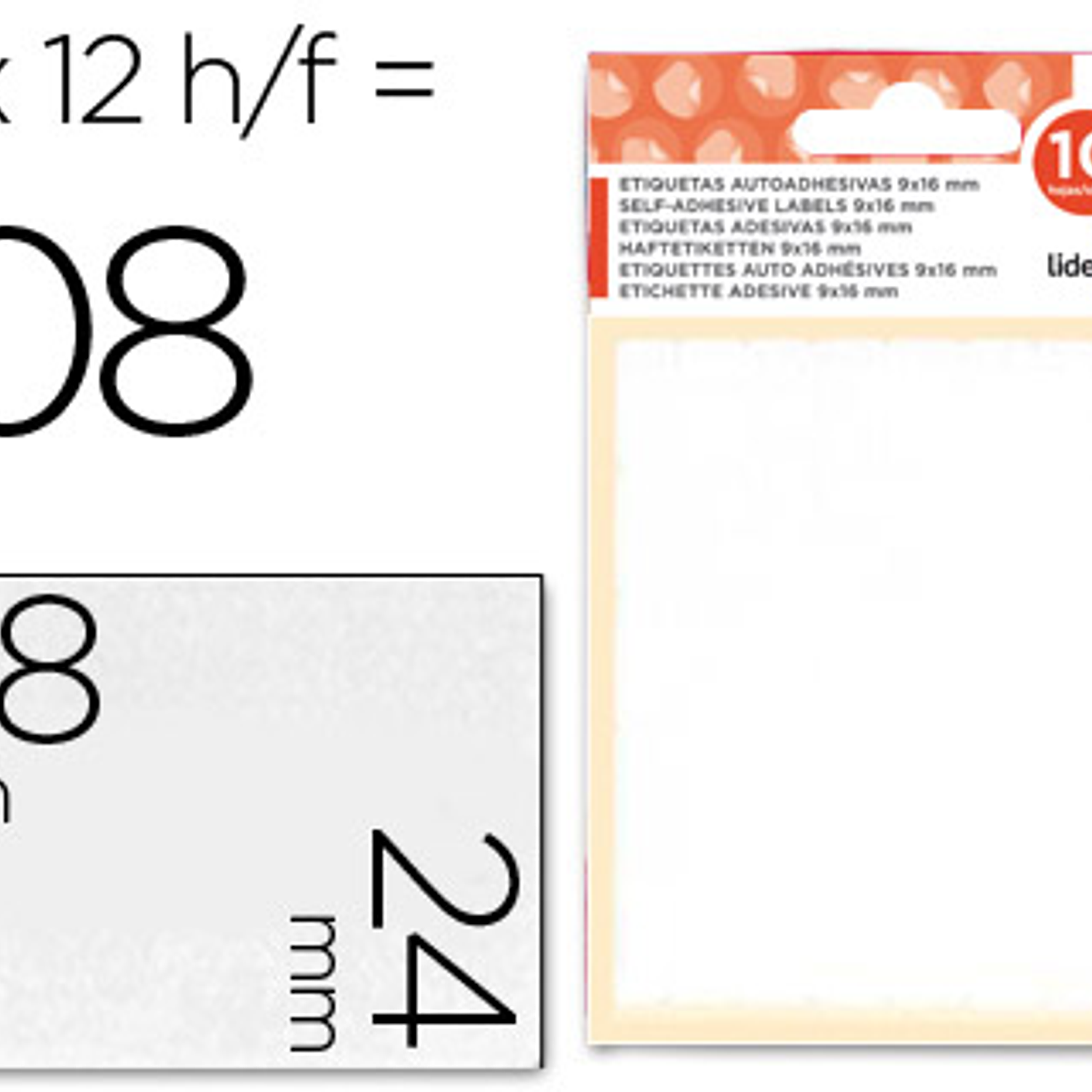 Etiquetas adesivas liderpapel 10 + 2 folhas 24x38 mm 108 etiquetas 1