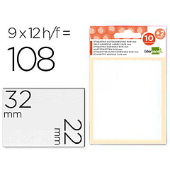 Etiquetas adesivas liderpapel 10 + 2 folhas 22x32 mm 108 etiquetas