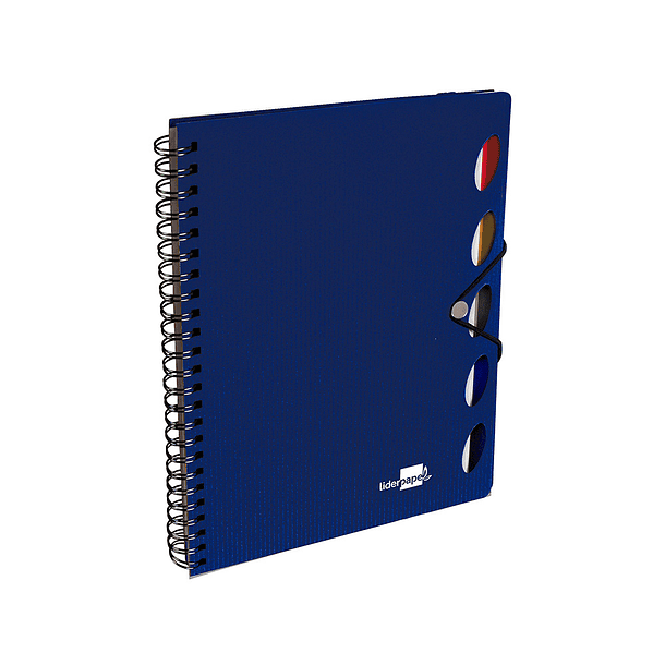 Caderno espiral liderpapel a4 micro executive capa plastico 100 f 80 gr quadricula 5mm 5 separadores com elastico azul 2