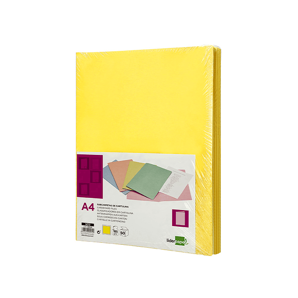 Classificador liderpapel em cartolina de 180 gr din a4 amarelo intenso 9