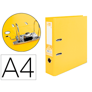 Pasta de arquivo de alavanca liderpapel documenta pvc din a4 lombada 75 mm amarelo