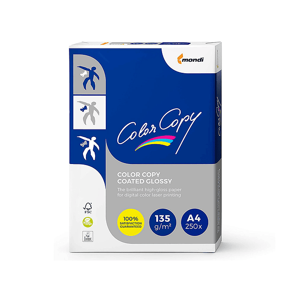 Papel color copy glossy pack 250 folhas 135 gr din a4 1