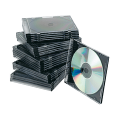 Caixa q-connect para cd's/dvd's slim preta pack 25 unidades