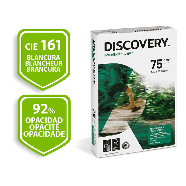 Papel fotocopia discovery din a4 pack 500 folhas 75 gr