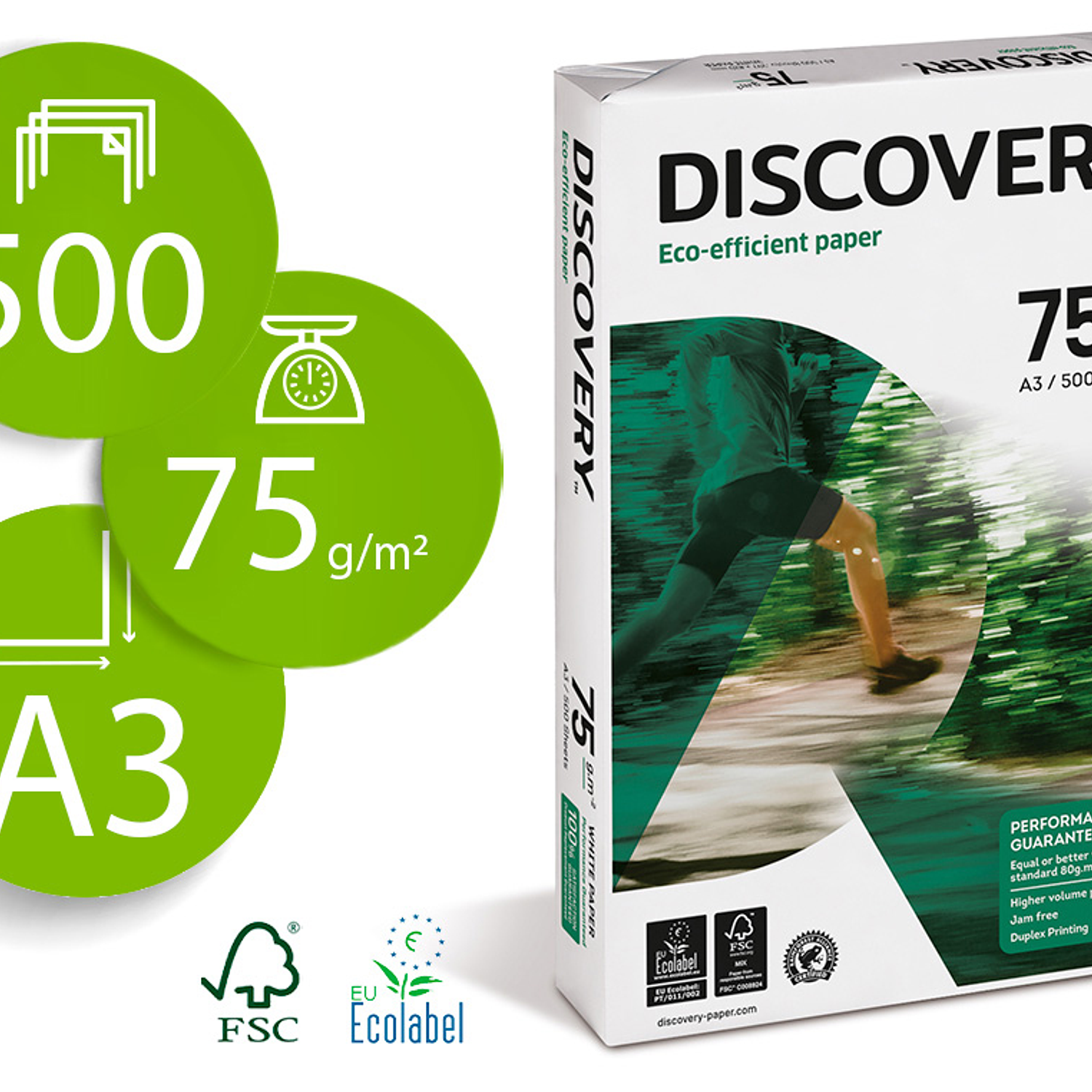 Papel fotocopia discovery din a3 pack 500 folhas 75 gr 1