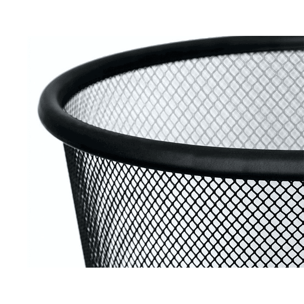 Cesto de papeis q-connect de rede metalico preto capacidade 8,3 litros 26x23,5 cm 3