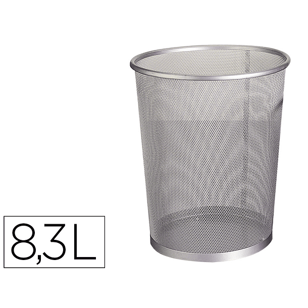 Cesto de papeis q-connect de rede metalico prata capacidade 8,3 litros 26x23,5 cm 1