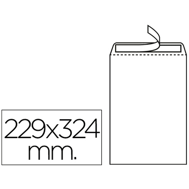 Envelope liderpapel bolsa din a4 c4 branco 229x324 mm tira de silicone pack de 250 unidades 1