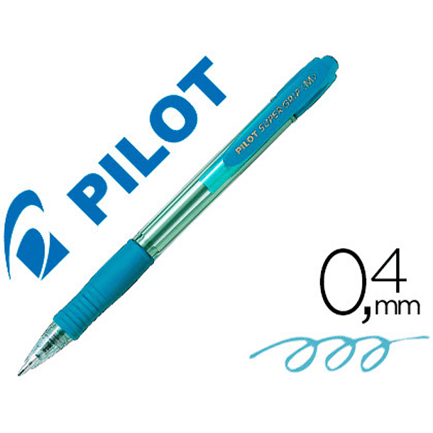 Esferografica pilot super grip celeste -retratil -com grip-tinta base de oleo 1