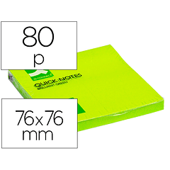 Bloco de notas adesivas q-connect verde fluorescente 75 x 75 mm