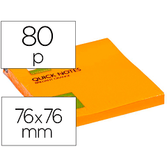 Bloco de notas adesivas q-connect laranja fluorescente 75x75mm