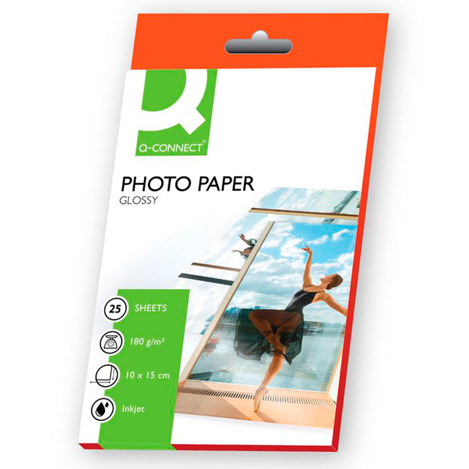 Papel fotografia q-connect glossy -kf01905 -10x15 -digital photo para tinteiro bolsa de 25 folhas de 180 gr 1