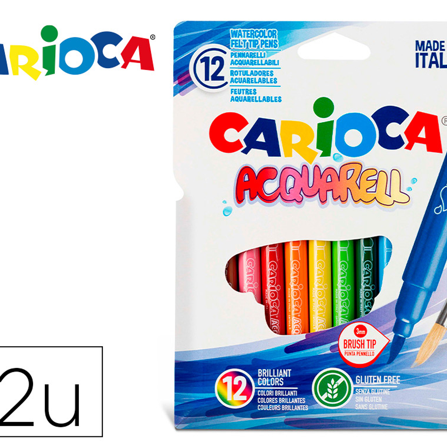 Rotulador carioca aquarelle punta de pincel caja de 12 colores surtidos 1