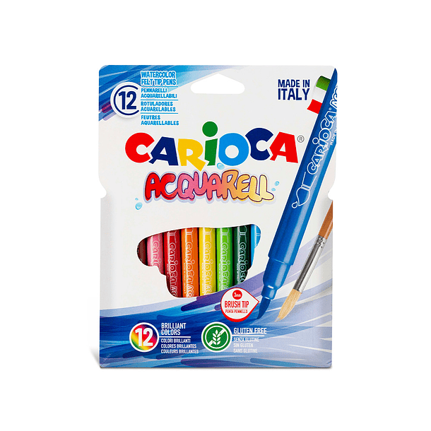 Rotulador carioca aquarelle punta de pincel caja de 12 colores surtidos 2