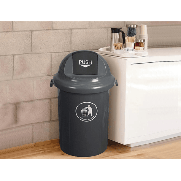 Contentor de lixo q-connect plastico cinza com tampa redeonda giratoria capacidade para 80 litros 5