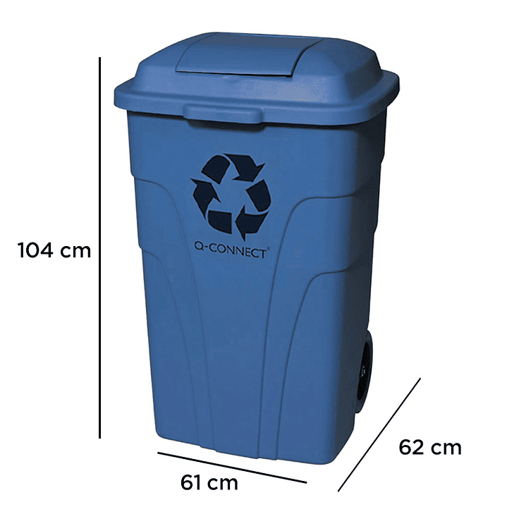 Contentor de lixo q-connect plastico com 2 rodas cor azul com capacidade para 240 litros 1