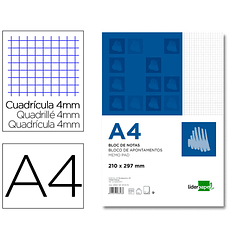 Bloco de apontamentos liderpapel din a4 80 f quadriculado