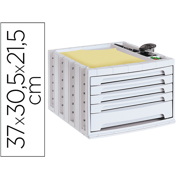 Bloco classificador de secretaria liderpapel 5 gavetas cinza opaco 370x305x215 mm espaco organizacao superior 1