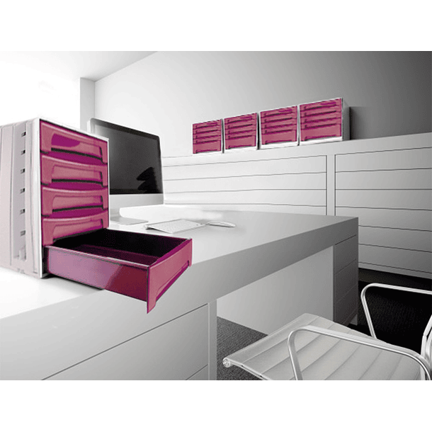 Bloco classificador de secretaria liderpapel 6 gavetas bordeaux opaco 370x305x215 mm espaco organizacao superior 6