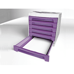 Bloco classificador de secretaria q-connect 6 gavetas violeta translucido 370x305x215 mm espaco organizacao superior