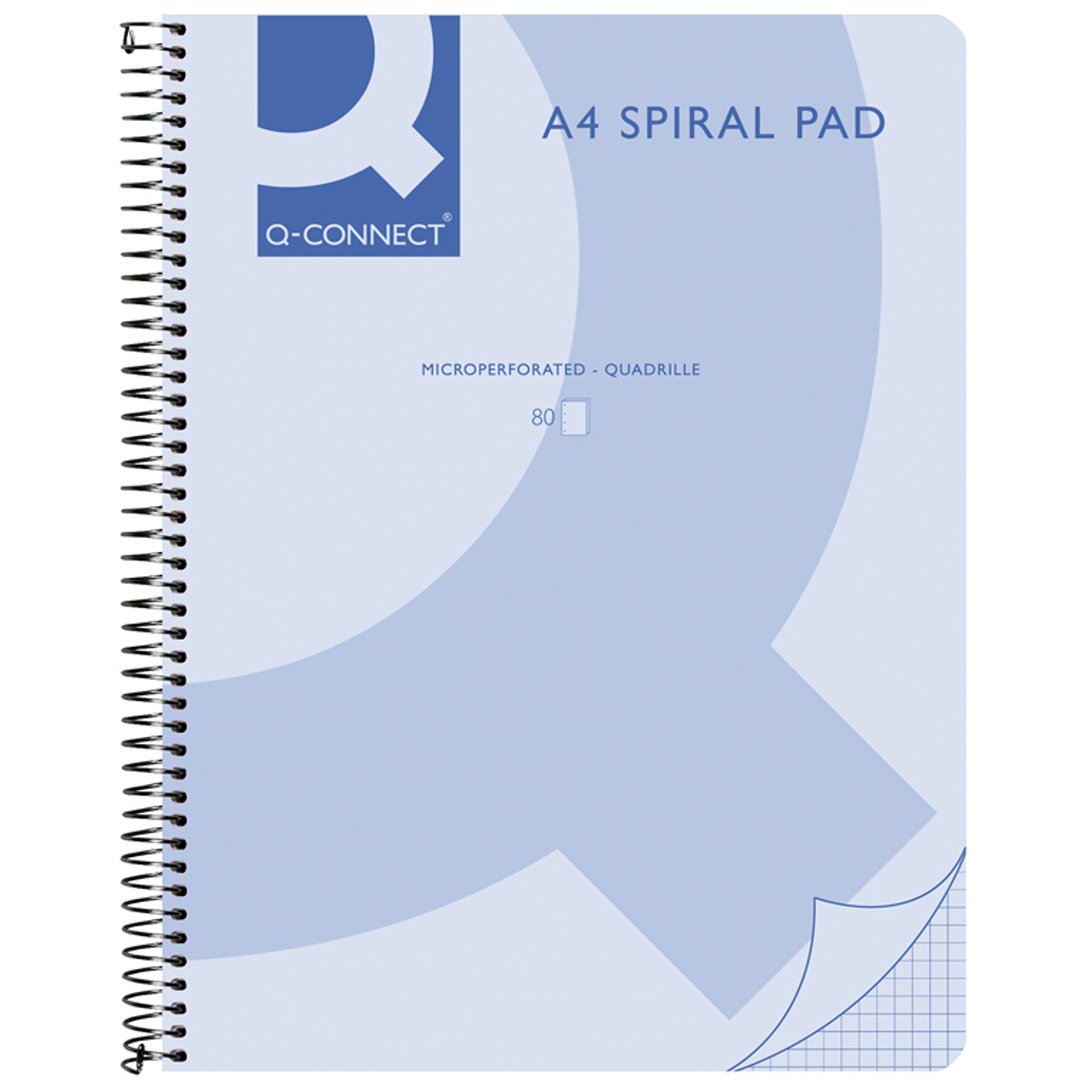 Caderno espiral q-connect din-a4 80fls 70 gr. quadriculado 5 mm. ppleno. azul 2