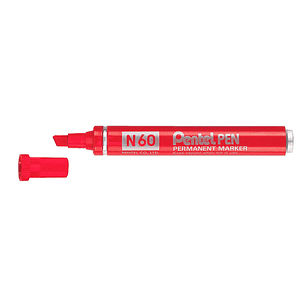 Marcador pentel n60 permanente biselado vermelho