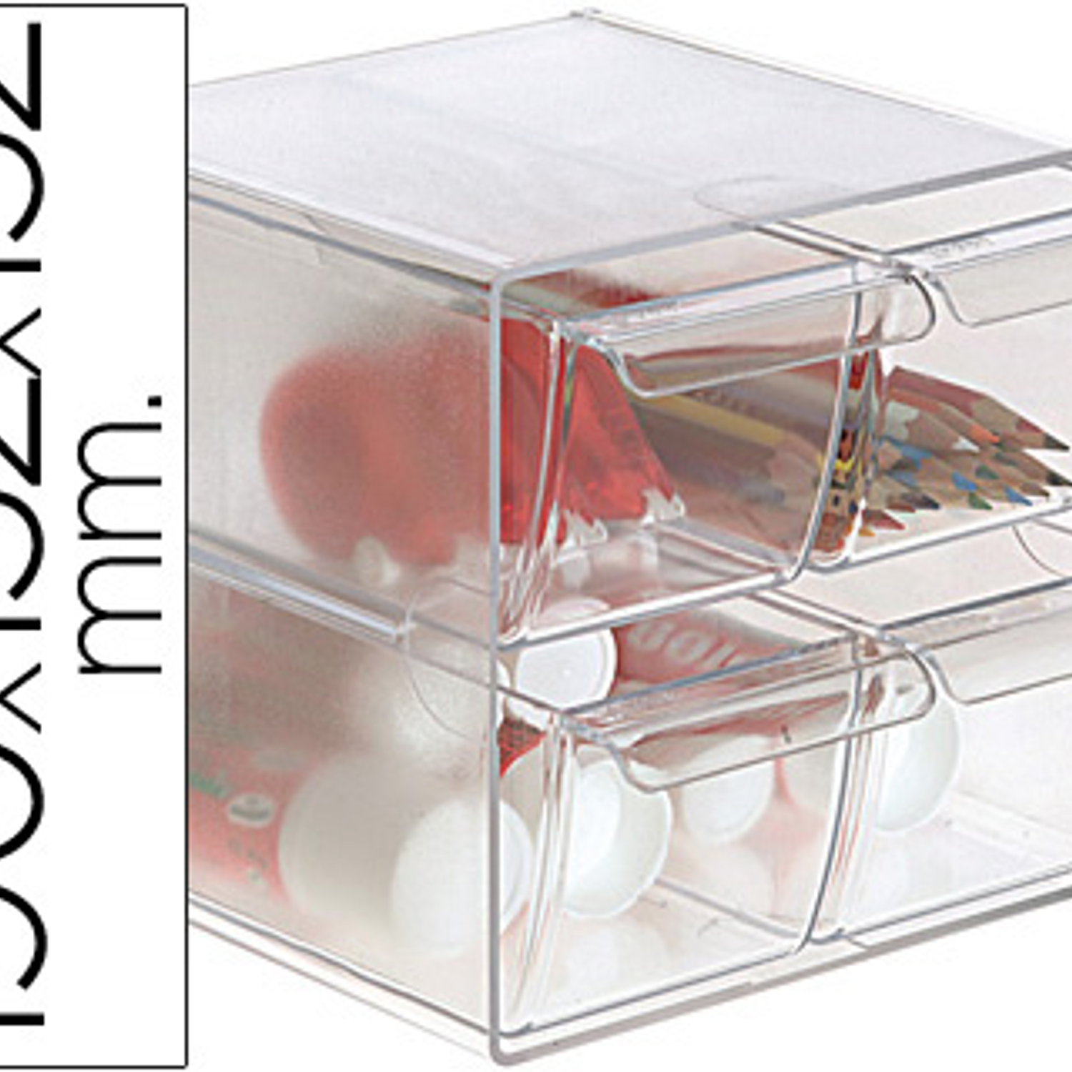 Cubo de arquivo archivo 2000 com 4 gavetas em poliestireno transparente 190 x 152 x 152 mm 1