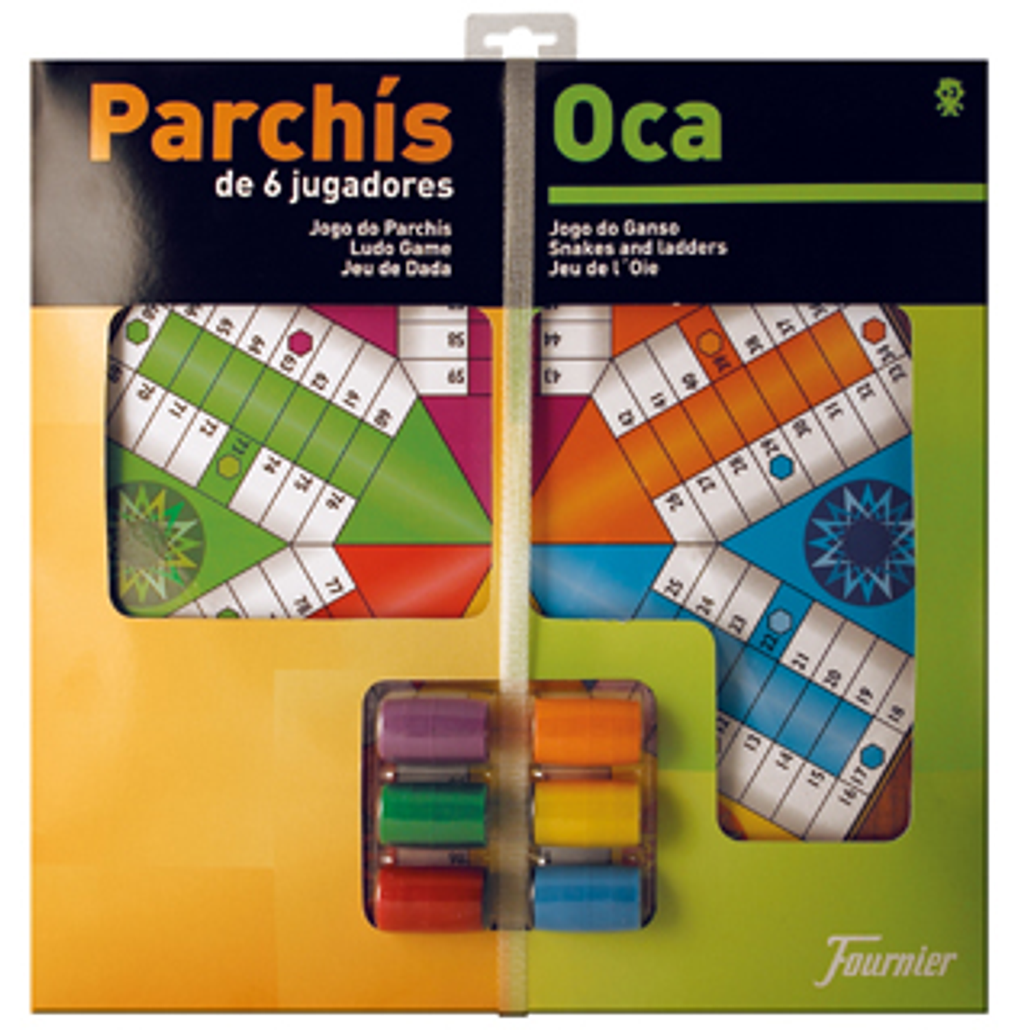 Parchis fournier com jogo do ganso tabuleiro grande 6 jogadores 41x40x4,7 cm 1