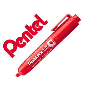 Marcador pentel nx60 permanente retract. biselado vermelho