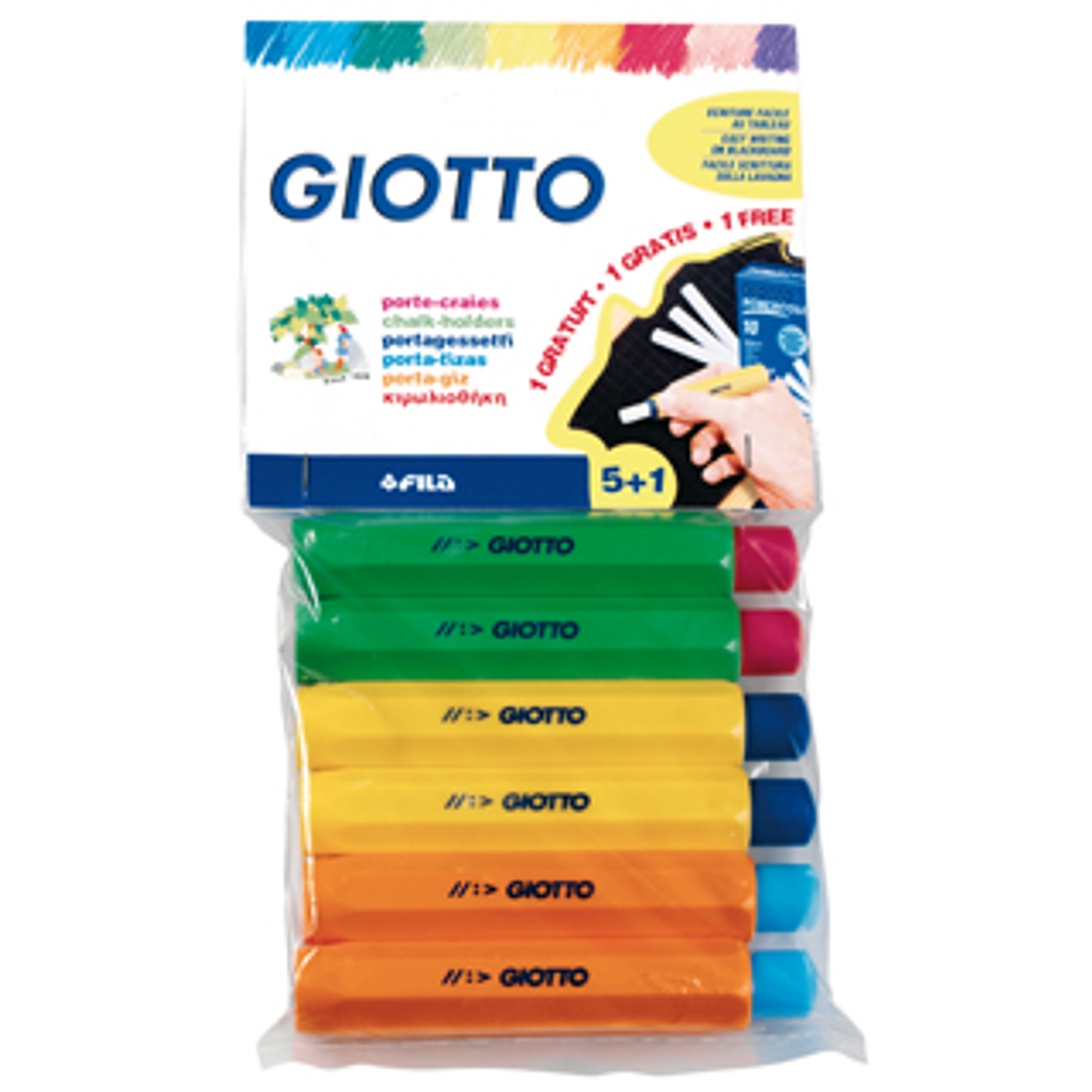 Porta giz plastico giotto blister de 5 + 1 de oferta 1