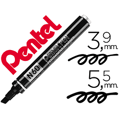 Marcador pentel n60 permanente biselado preto