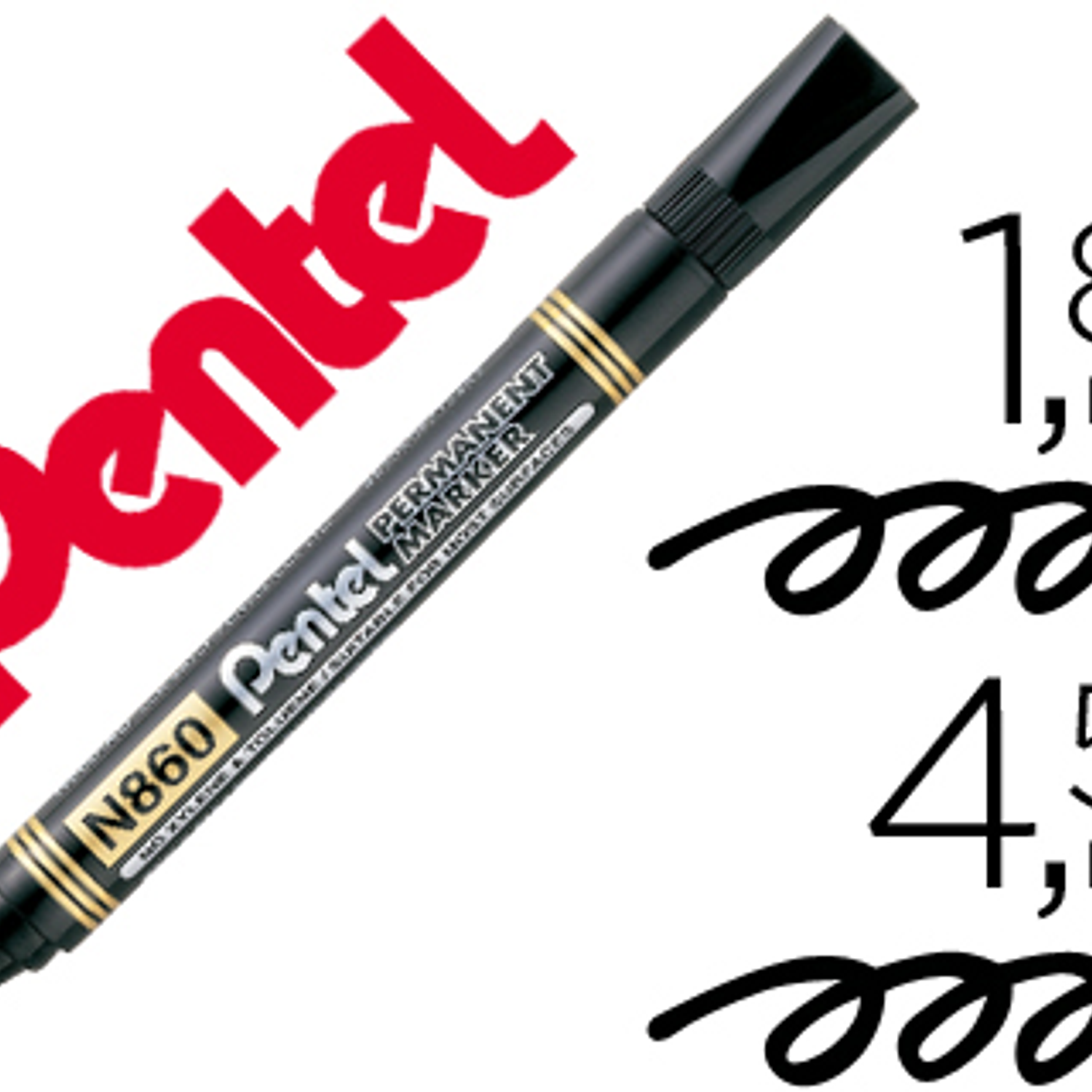 Marcador pentel n860 permanente biselado preto 1