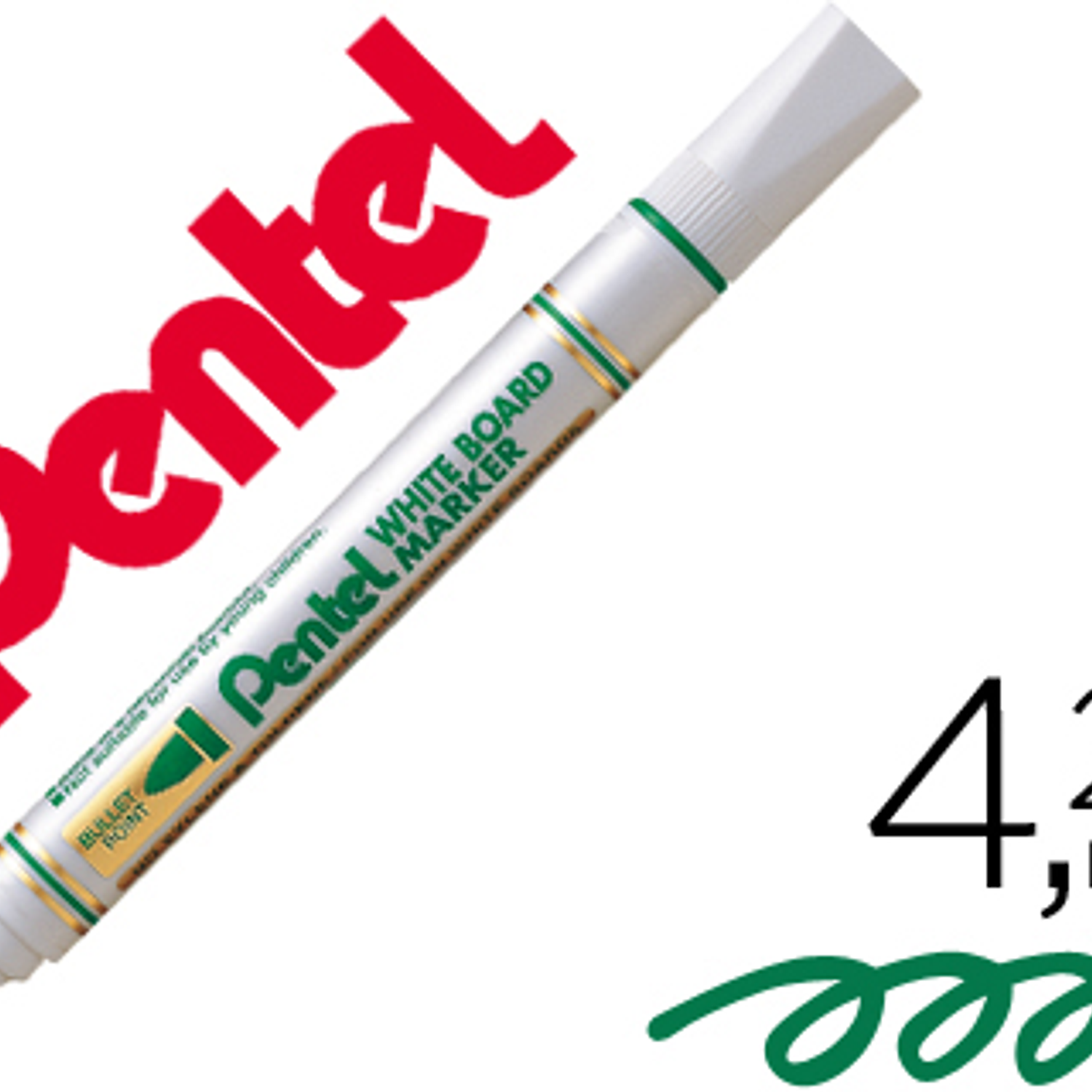 Marcador pentel mw85 quadros brancos 4,2 mm verde 1