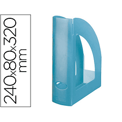 Porta revistas liderpapel plastico azul translucido