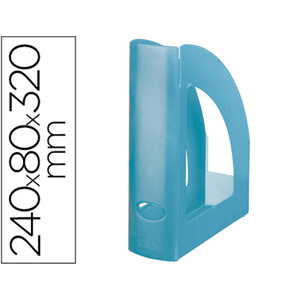 Porta revistas liderpapel plastico azul translucido 1