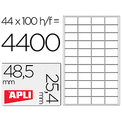 Etiquetas adesivas apli formato 48,5x25,4 mm -fotocopiadora -laser -tinteirocaixa com 100 folhas din a4