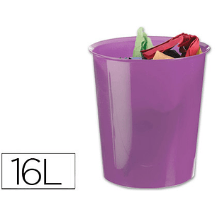 Cesto q-connect de papeis em plastico violeta translucido 16 litros - 31 x 29 cm