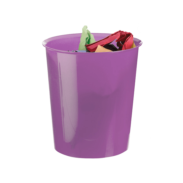 Cesto q-connect de papeis em plastico violeta translucido 16 litros - 31 x 29 cm 3