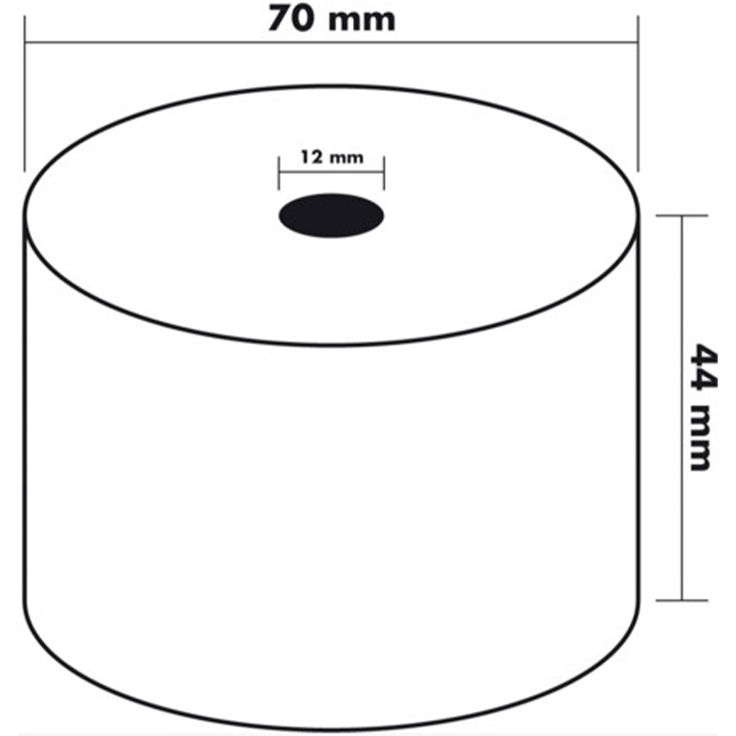 Rolo papel para impressora 44x70x11 mm 60 gr 6