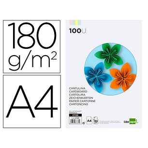 Cartolina liderpapel 180 gr 100 folhas din a4 cores sortidas