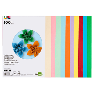 Cartolina liderpapel 180 gr 100 folhas din a4 10 cores sortidas