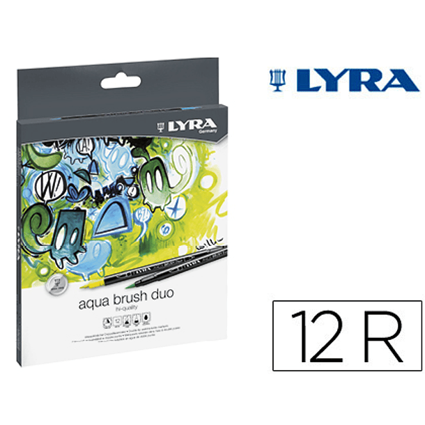 Marcador lyra aqua brusf duo caixa de 12 cores 2