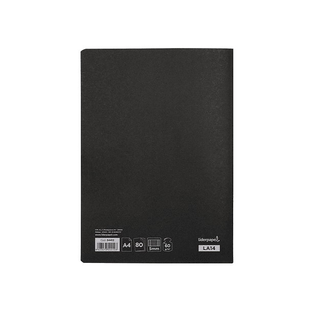 Caderno agrafado liderpapel capa preta din a4 80 f quadricula 5mm 60gr 1