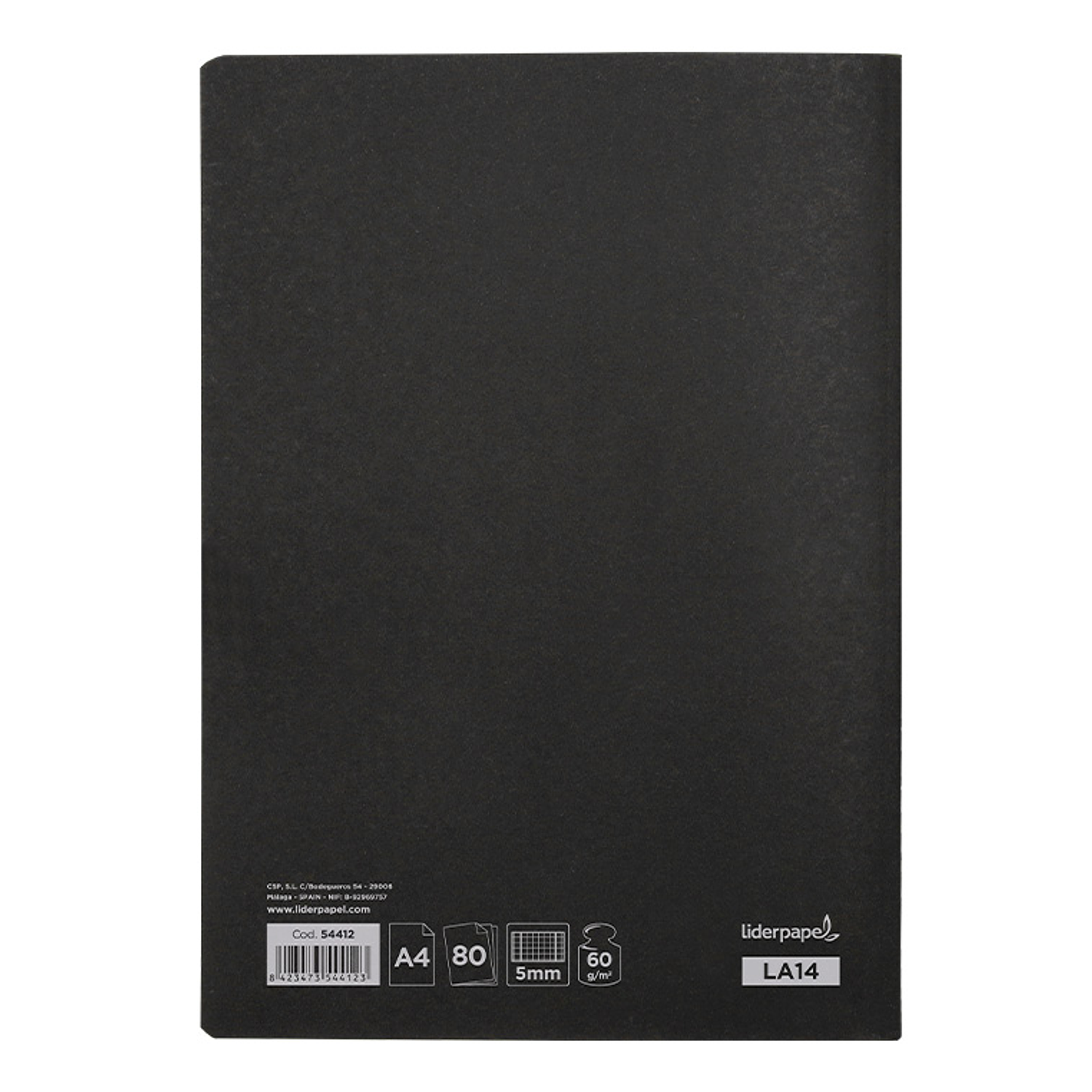 Caderno agrafado liderpapel capa preta din a4 80 f quadricula 5mm 60gr 1