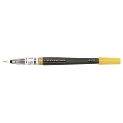 Pincel com tinta a base de agua pentel gfl amarelo alaranjado ponta de nylon portatil com tampa