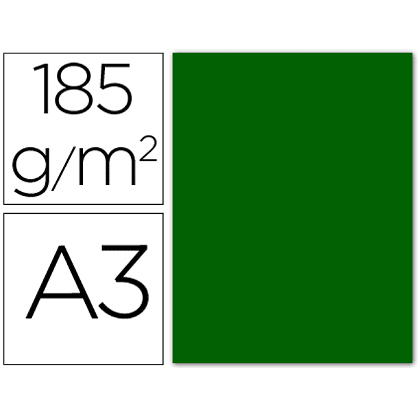 Cartolina guarro din a3 verde bilhar 185 gr pack de 50 folhas 1