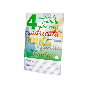 Libreta liderpapel tapa cartoncillo cuarto 32 hojas cuadriculado pautado 4 mm 70 grs colores surtidos