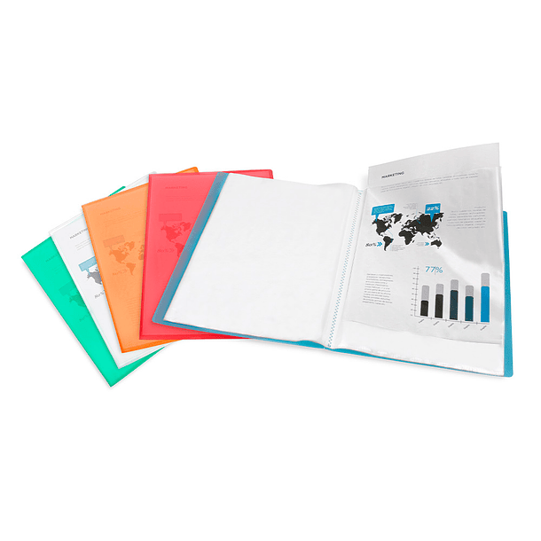 Capa catalogo liderpapel 60 bolsas polipropileno din a4 traslucida laranja frosty 10