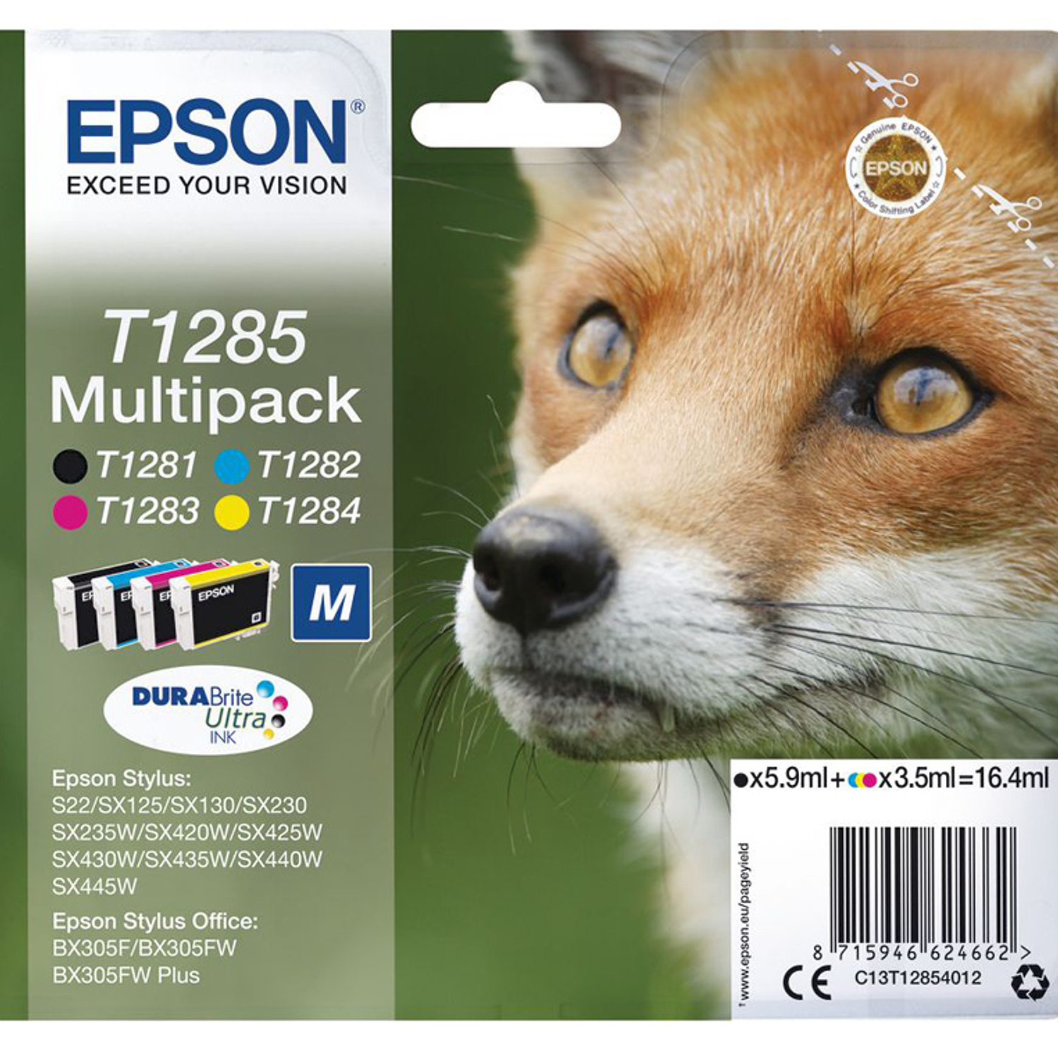 Tinteiro epson s22 sx125/130/420w/425w office bx305 t1285 multipack 4 cores 1